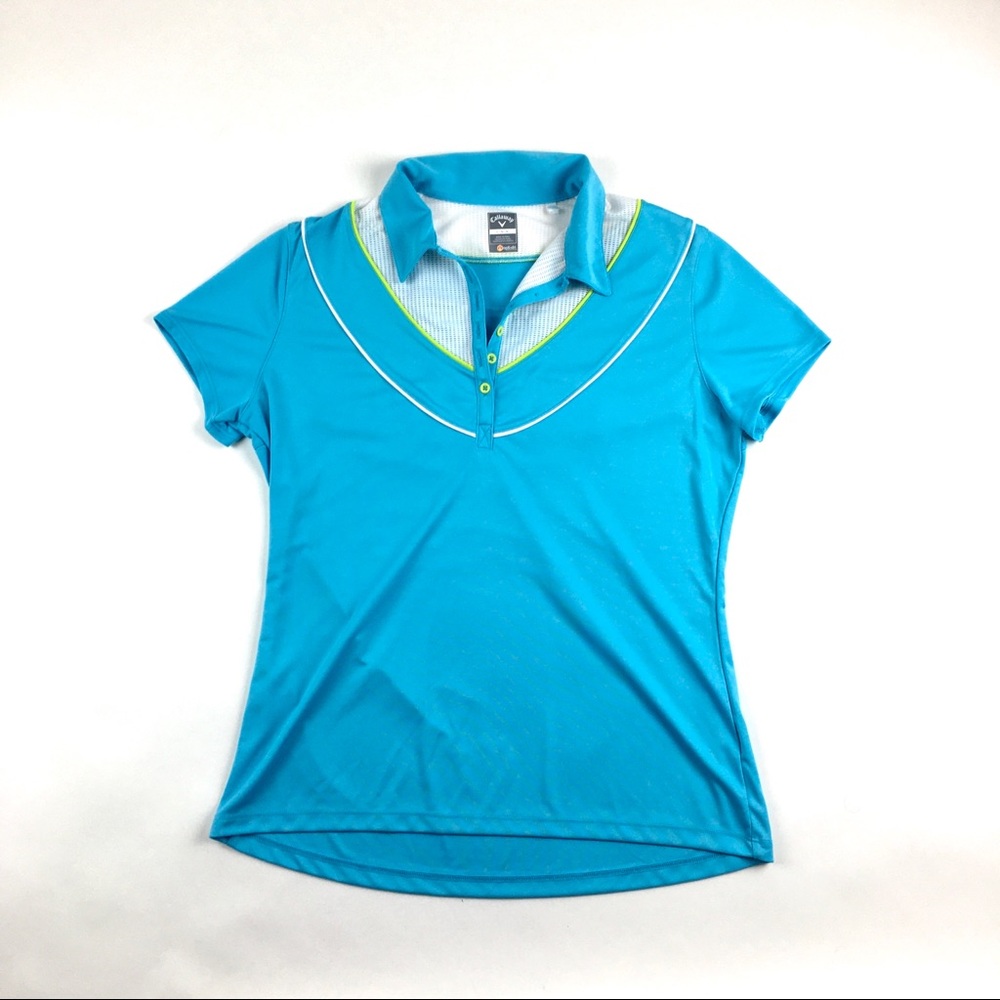 Callaway Women’s Light Blue Short Sleeve Golf Polo Shirt Size Large Lightweight.